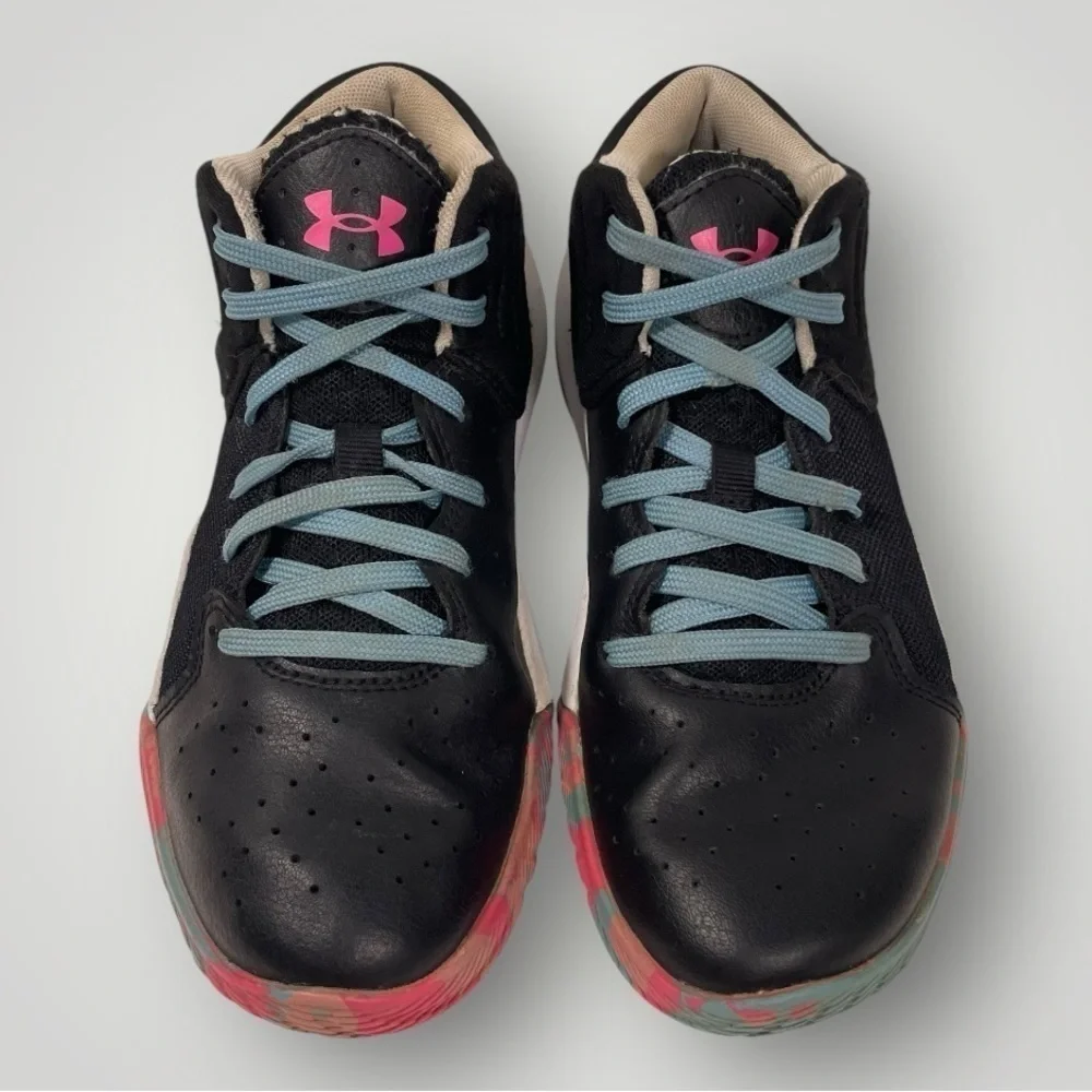 Under Armour Kids' Black Athletic Sneakers with Pink Logo